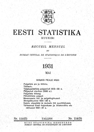 Eesti Statistika : kuukiri ; 114 (5) 1931-05