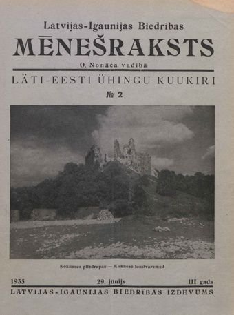 Läti-Eesti Ühingu kuukiri = Latvijas-Igaunijas Biedribas meneðraksts ; 2 1935-06-29