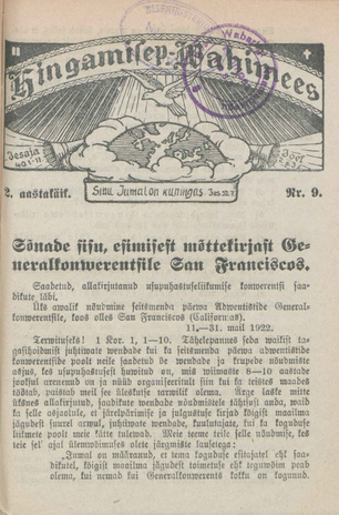 Hingamispäeva Vahimees ; 9 1922