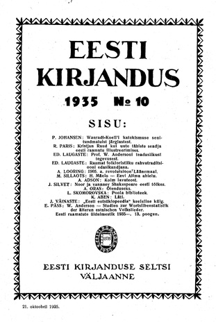 Eesti Kirjandus ; 10 1935