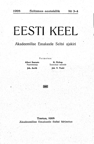 Eesti Keel ; 3-4 1928