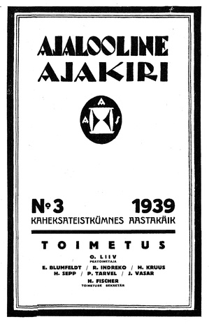 Ajalooline Ajakiri ; 3 1939