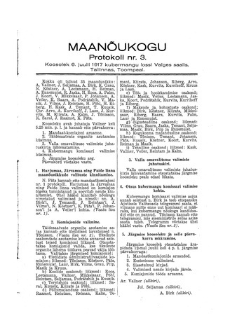 Maanõukogu protokoll nr.3 (6. juuli 1917)