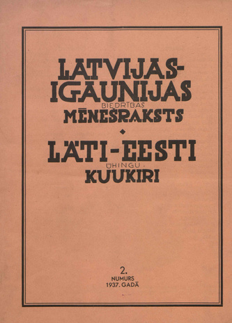 Läti-Eesti Ühingu kuukiri = Latvijas-Igaunijas Biedribas meneðraksts ; 2 1937-05
