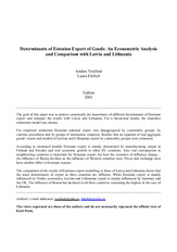 Determinants of Estonian export of goods: an econometric analysis and comparison with Latvia and Lithuania