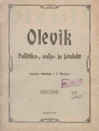 Olevik : poliitika-, nalja- ja jutuleht ; 1 1931-01
