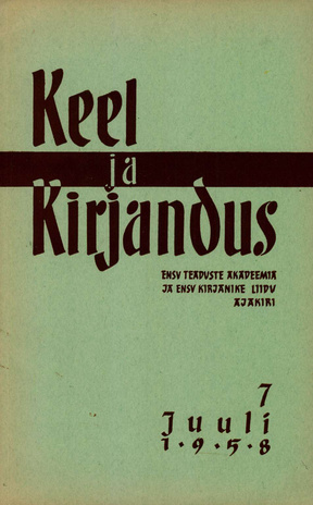 Keel ja Kirjandus ; 7 1958-07