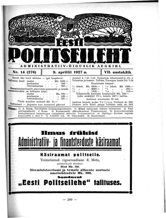 Eesti Politseileht ; 14 1927