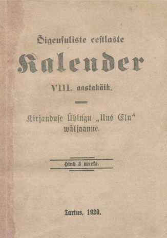 Õigeusuliste eestlaste kalender 1920 aastaks ; 1920