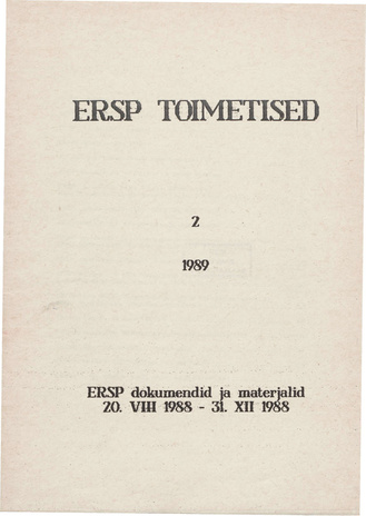 ERSP toimetised ; 2 1989