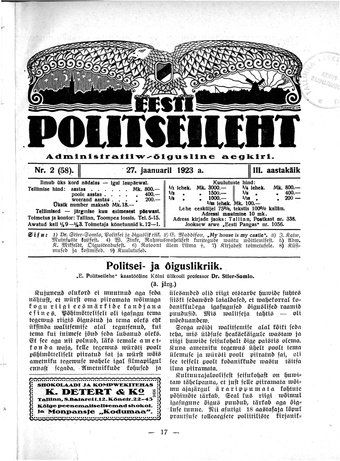 Eesti Politseileht ; 2 1923