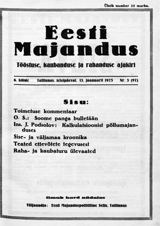 Eesti Majandus ; 3 (97) 1925-01-13