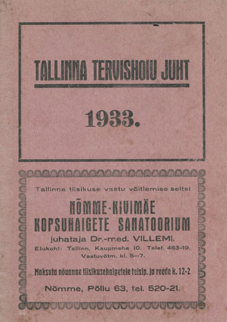 Tallinna tervishoiu juht : 1933 
