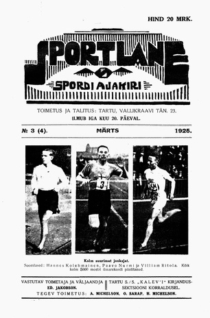 Sportlane : spordi ajakiri ; 3 (4) 1925-03