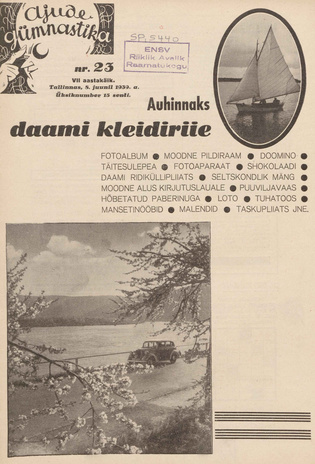 Ajude Gümnastika : ristsõnamõistatuste ajakiri ; 23 1939-06-08