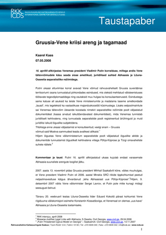 Gruusia-Vene kriisi areng ja tagamaad