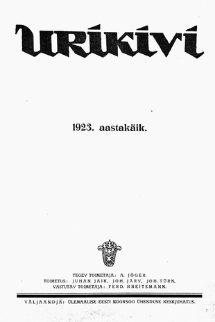 Urikivi ; sisukord 1923