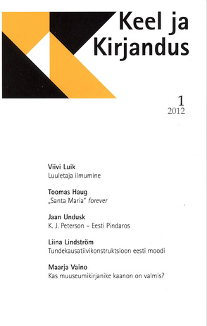 Keel ja Kirjandus ; 1 2012-01