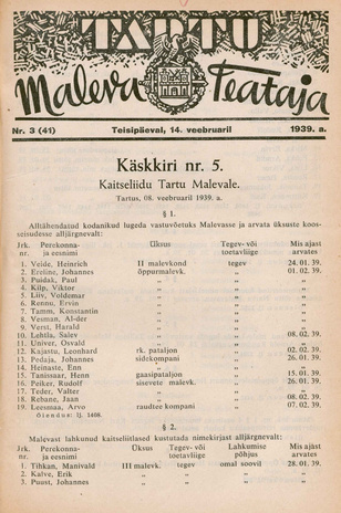 Tartu Maleva Teataja ; 3 (41) 1939-02-14