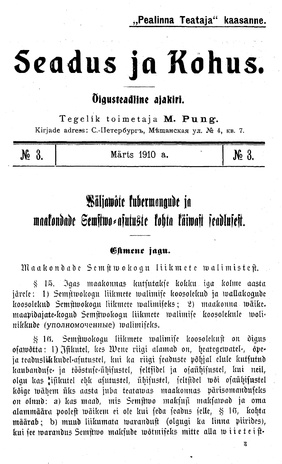 Seadus ja Kohus ; 3 1910-03