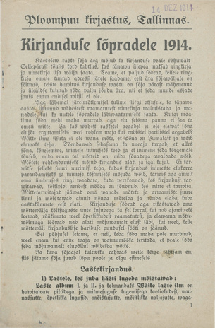 Ploompuu kirjastus, Tallinnas : Kirjanduse sõpradele 1914 : [raamatute nimestik]