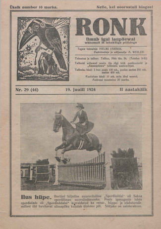 Ronk : perekonna ja noorsoo ajakiri ; 29 (44) 1924-07-19