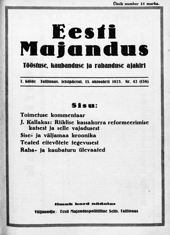 Eesti Majandus ; 42 (136) 1925-10-13