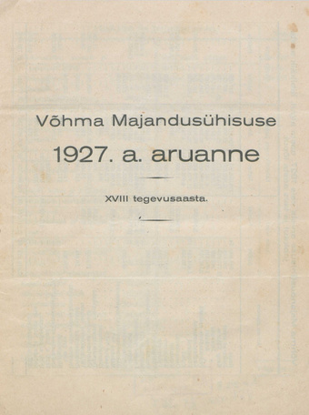 Võhma Majandusühisuse 1927 aasta aruanne ; 1928