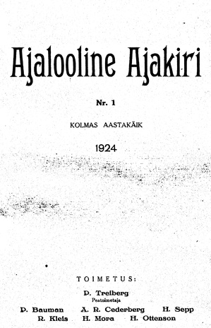 Ajalooline Ajakiri ; 1 1924