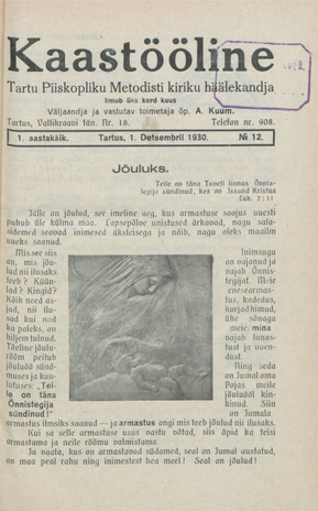 Kaastööline : Tartu Ühisabi Informatsioonileht ; 12 1930-12-01