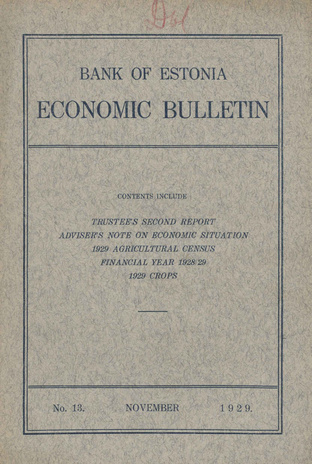 Economic bulletin : Bank of Estonia ; 13 1929-11