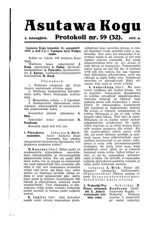 Asutawa Kogu protokoll nr.59 (32) (12. september 1919)