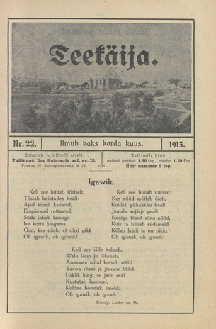 Teekäija : Eesti Baptisti Koguduse Ühenduse häälekandja ; 22 1913