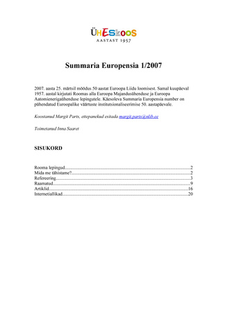 Summaria Europensia : [referaatväljaanne] ; 1 2007