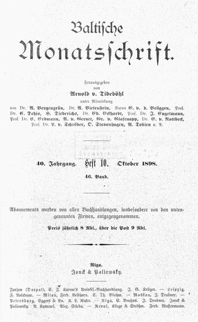 Baltische Monatsschrift ; 10 1898-10