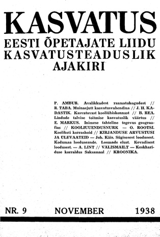 Kasvatus ; 9 1938-11