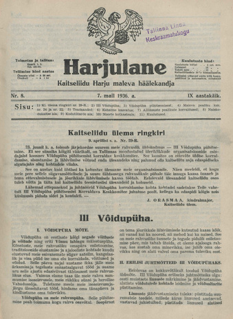 Harjulane : Kaitseliidu Harju Maleva häälekandja ; 8 1936-05-07