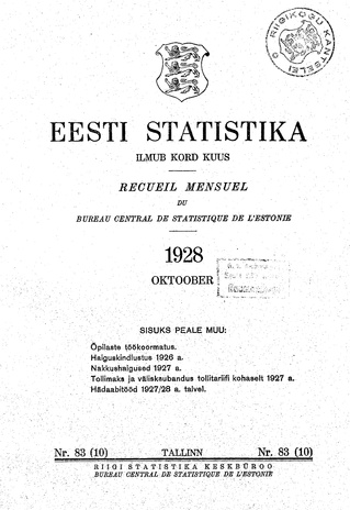 Eesti Statistika : kuukiri ; 83 (10) 1928-10