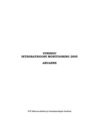 Uuringu "Integratsiooni monitooring 2005" aruanne