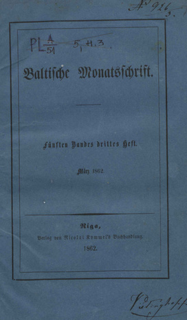 Baltische Monatsschrift ; 3 1862-03