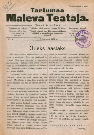 Tartumaa Maleva Teataja ; 4 1929-01-02