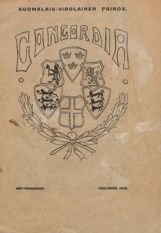 Concordia : Pohjoismaiden koulunuorison äänenkannattaja ; 1 1919-12