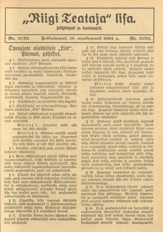Riigi Teataja Lisa : seaduste alustel avaldatud teadaanded ; 31-32 1924-02-19