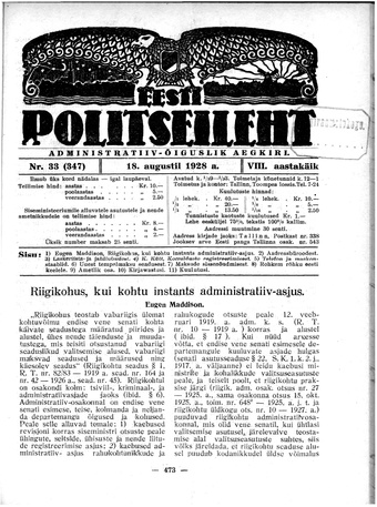 Eesti Politseileht ; 33 1928
