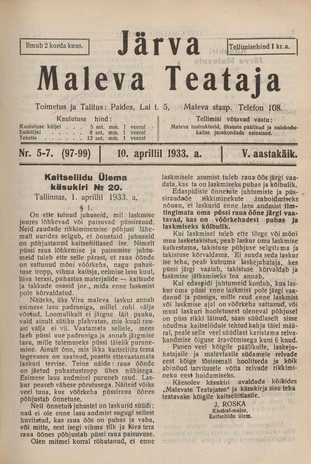 Järva Maleva Teataja ; 5-7 (97-99) 1933-04-10