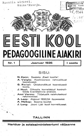 Eesti Kool ; 1 1935-01