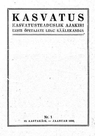 Kasvatus ; 1 1930-01