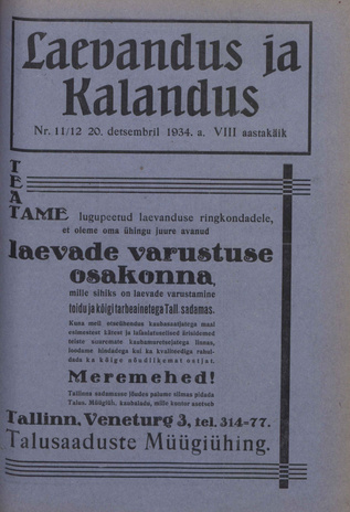 Laevandus ja Kalandus ; 11/12 1934-12-20