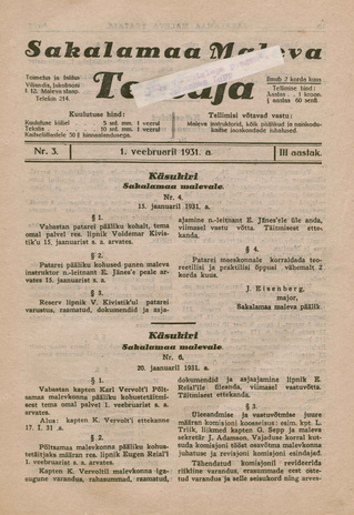 Sakalamaa Maleva Teataja ; 3 1931-02-01