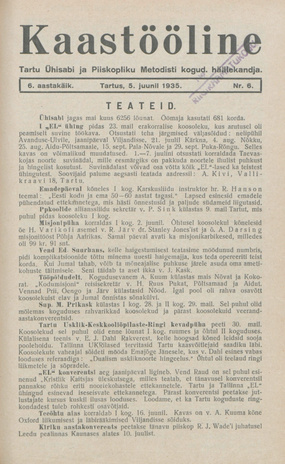 Kaastööline : Tartu Ühisabi Informatsioonileht ; 6 1935-06-05